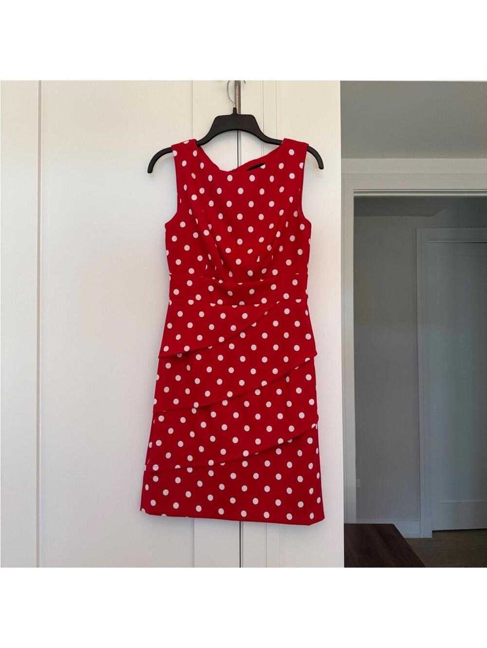90’s Vintage Red Polka Dot Sleeveless Dress Sz 6
